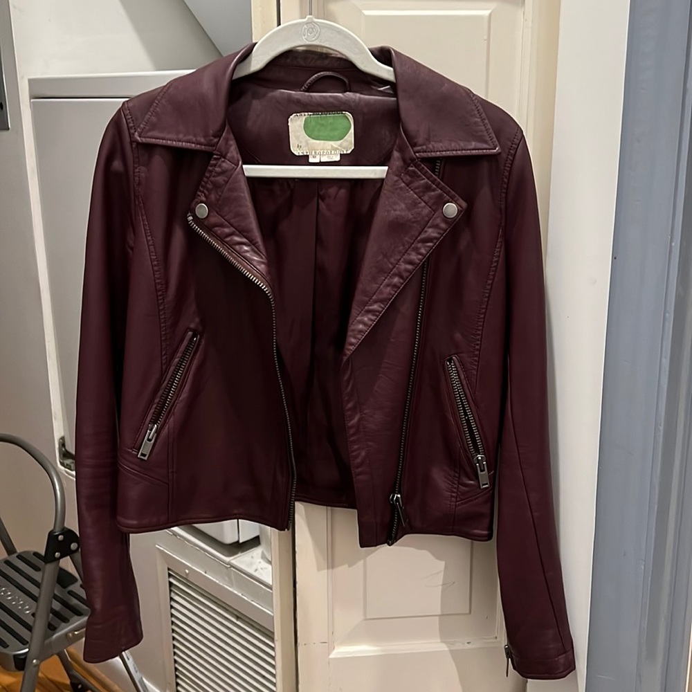 Maroon Leather Jacket - image 1